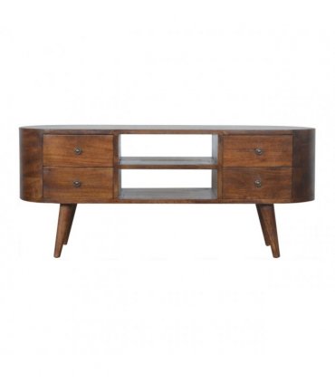 Artisan Furniture Solid Wood Chestnut Rounded Entertainment Unit, 4 Drawers, 2 Open Slots