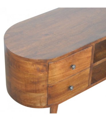 Artisan Furniture Solid Wood Chestnut Rounded Entertainment Unit, 4 Drawers, 2 Open Slots