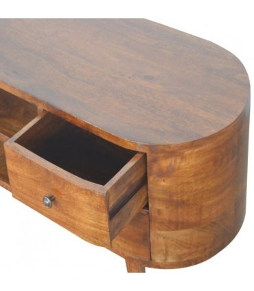 Artisan Furniture Solid Wood Chestnut Rounded Entertainment Unit, 4 Drawers, 2 Open Slots