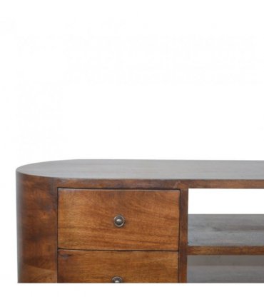 Artisan Furniture Solid Wood Chestnut Rounded Entertainment Unit, 4 Drawers, 2 Open Slots