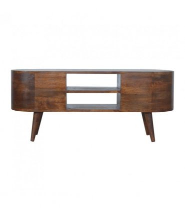 Artisan Furniture Solid Wood Chestnut Rounded Entertainment Unit, 4 Drawers, 2 Open Slots