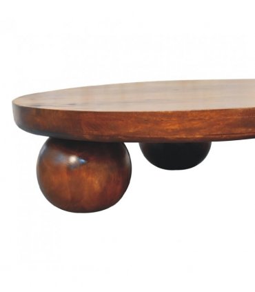 Artisan Furniture Solid Wood Chestnut Central Ball Table, Brown