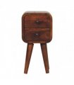Artisan Furniture Solid Wood Extra Mini Curved Chestnut Bedside, Dark Brown, 2 Drawers