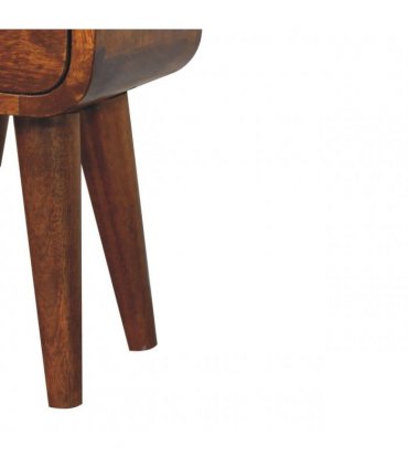 Artisan Furniture Solid Wood Extra Mini Curved Chestnut Bedside, Dark Brown, 2 Drawers