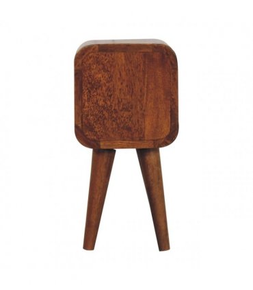 Artisan Furniture Solid Wood Extra Mini Curved Chestnut Bedside, Dark Brown, 2 Drawers