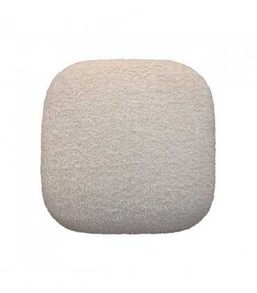 Artisan Furniture Solid Wood Boucle Cream Square Footstool, Upholstered, Brown & Cream