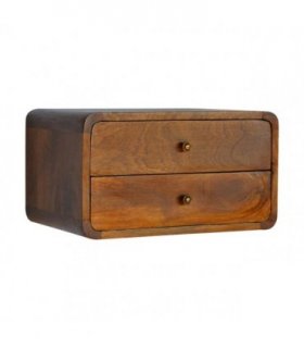 Artisan Furniture Solid Wood Floating Curved Chestnut Bedside, Brown, 2Drawers