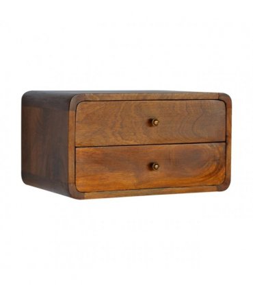 Artisan Furniture Solid Wood Floating Curved Chestnut Bedside, Brown, 2Drawers