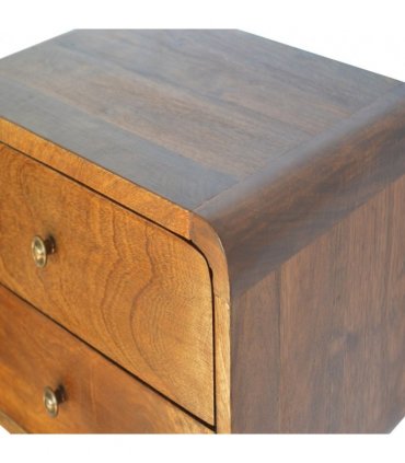 Artisan Furniture Solid Wood Floating Curved Chestnut Bedside, Brown, 2Drawers