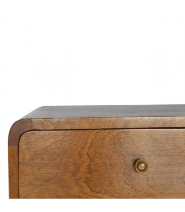 Artisan Furniture Solid Wood Floating Curved Chestnut Bedside, Brown, 2Drawers