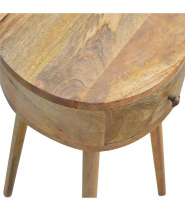 Artisan Furniture Solid Wood Nordic Circular Shaped Bedside, Beige, 1Drawer