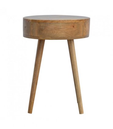 Artisan Furniture Solid Wood Nordic Circular Shaped Bedside, Beige, 1Drawer