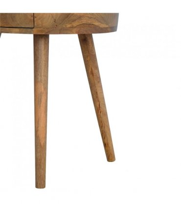 Artisan Furniture Solid Wood Nordic Circular Shaped Bedside, Beige, 1Drawer