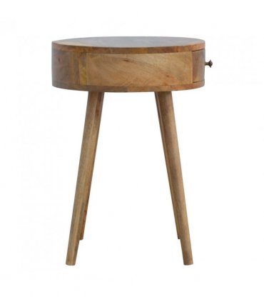 Artisan Furniture Solid Wood Nordic Circular Shaped Bedside, Beige, 1Drawer