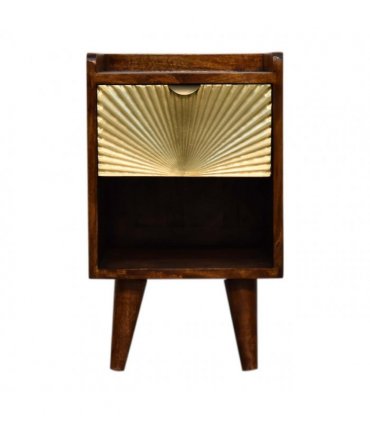Artisan Furniture Solid Wood Mini Manila Gold 1 Drawer Bedside, 1 Shelf, Brown & Golden