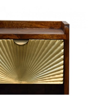 Artisan Furniture Solid Wood Mini Manila Gold 1 Drawer Bedside, 1 Shelf, Brown & Golden
