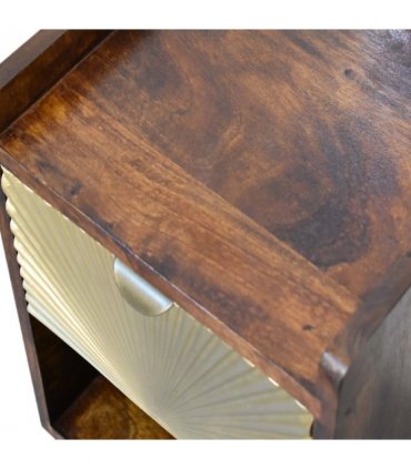 Artisan Furniture Solid Wood Mini Manila Gold 1 Drawer Bedside, 1 Shelf, Brown & Golden