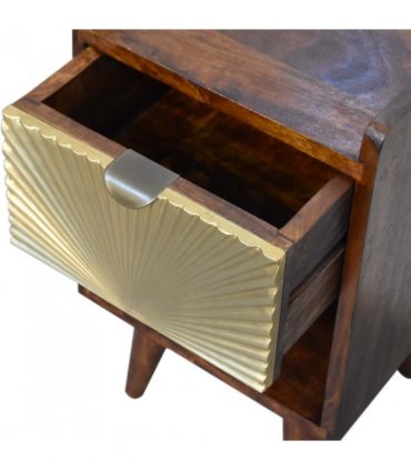 Artisan Furniture Solid Wood Mini Manila Gold 1 Drawer Bedside, 1 Shelf, Brown & Golden