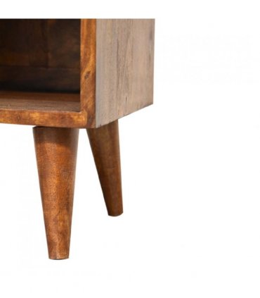 Artisan Furniture Solid Wood Mini Manila Gold 1 Drawer Bedside, 1 Shelf, Brown & Golden