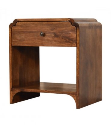 Artisan Furniture Solid Wood Newton Bedside, 1 Drawer, 1 Open Slot, Brown
