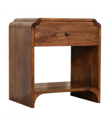 Artisan Furniture Solid Wood Newton Bedside, 1 Drawer, 1 Open Slot, Brown