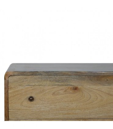 Artisan Furniture Solid Wood Curved Oak-ish Chest, 3 Drawers, Nordic Legs, Light Brown