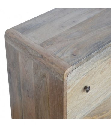 Artisan Furniture Solid Wood Curved Oak-ish Chest, 3 Drawers, Nordic Legs, Light Brown