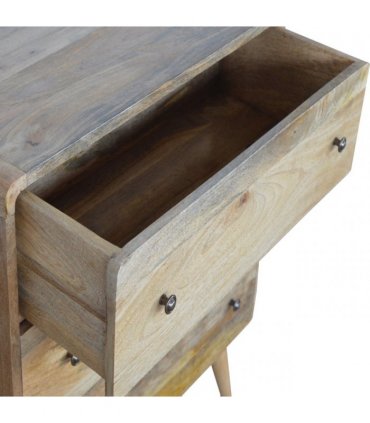 Artisan Furniture Solid Wood Curved Oak-ish Chest, 3 Drawers, Nordic Legs, Light Brown