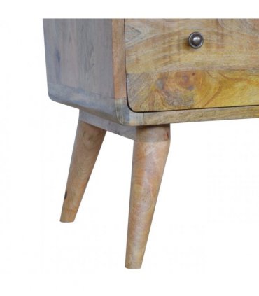 Artisan Furniture Solid Wood Curved Oak-ish Chest, 3 Drawers, Nordic Legs, Light Brown