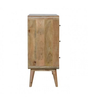 Artisan Furniture Solid Wood Curved Oak-ish Chest, 3 Drawers, Nordic Legs, Light Brown