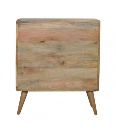 Artisan Furniture Solid Wood Curved Oak-ish Chest, 3 Drawers, Nordic Legs, Light Brown