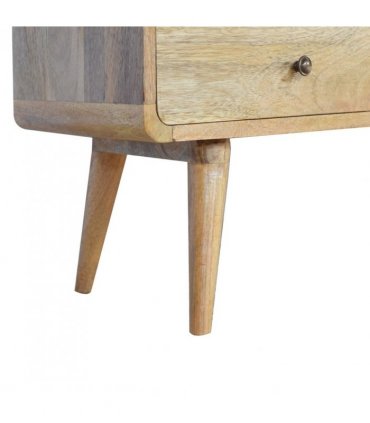 Artisan Furniture Solid Wood Curved Oak-ish Media Unit, 2 Drawers, 1 Open Slot, Brown Color