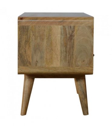 Artisan Furniture Solid Wood Curved Oak-ish Media Unit, 2 Drawers, 1 Open Slot, Brown Color