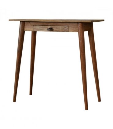 Artisan Furniture Solid Wood Mini Nordic Style Writing Desk, 1 Drawer, Nordic Legs, Brown