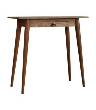 Artisan Furniture Solid Wood Mini Nordic Style Writing Desk, 1 Drawer, Nordic Legs, Brown