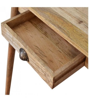 Artisan Furniture Solid Wood Mini Nordic Style Writing Desk, 1 Drawer, Nordic Legs, Brown