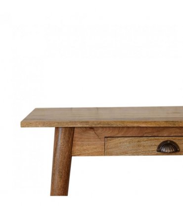 Artisan Furniture Solid Wood Mini Nordic Style Writing Desk, 1 Drawer, Nordic Legs, Brown