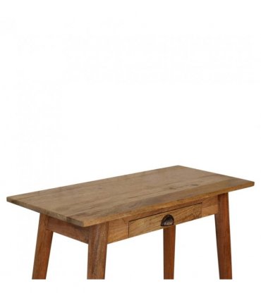 Artisan Furniture Solid Wood Mini Nordic Style Writing Desk, 1 Drawer, Nordic Legs, Brown