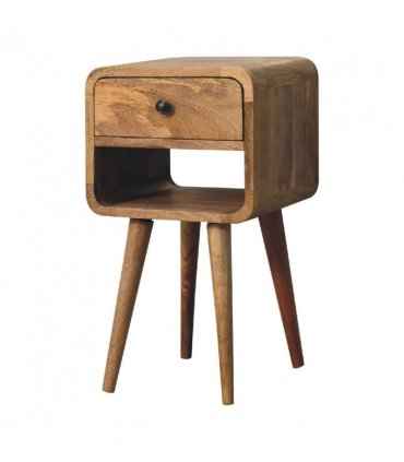 Artisan Furniture Solid Wood Mini Oak-ish Curve Lower Bedside, Beige, 1Drawer
