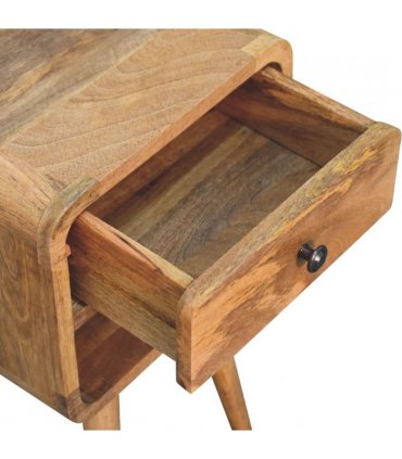 Artisan Furniture Solid Wood Mini Oak-ish Curve Lower Bedside, Beige, 1Drawer