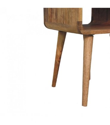 Artisan Furniture Solid Wood Mini Oak-ish Curve Lower Bedside, Beige, 1Drawer
