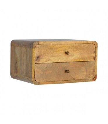 Artisan Furniture Solid Wood Oak-ish 2 Drawer Floating Bedside, Brown