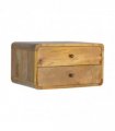 Artisan Furniture Solid Wood Oak-ish 2 Drawer Floating Bedside, Brown