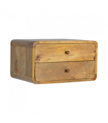 Artisan Furniture Solid Wood Oak-ish 2 Drawer Floating Bedside, Brown
