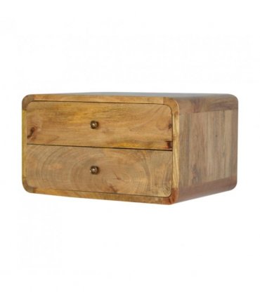 Artisan Furniture Solid Wood Oak-ish 2 Drawer Floating Bedside, Brown