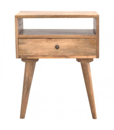 Artisan Furniture Solid Wood Modern Bedside with Open Slot, Beige, 1Drawer