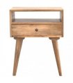 Artisan Furniture Solid Wood Modern Bedside with Open Slot, Beige, 1Drawer