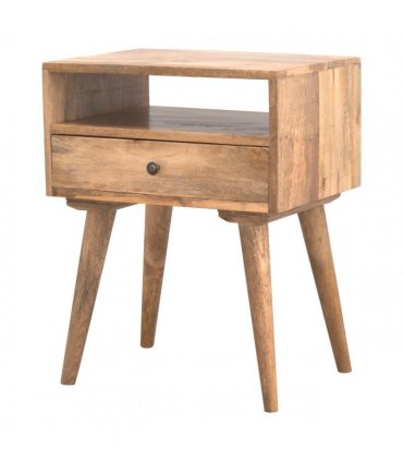 Artisan Furniture Solid Wood Modern Bedside with Open Slot, Beige, 1Drawer