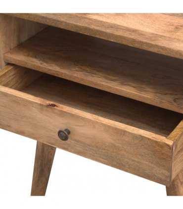 Artisan Furniture Solid Wood Modern Bedside with Open Slot, Beige, 1Drawer