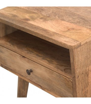 Artisan Furniture Solid Wood Modern Bedside with Open Slot, Beige, 1Drawer
